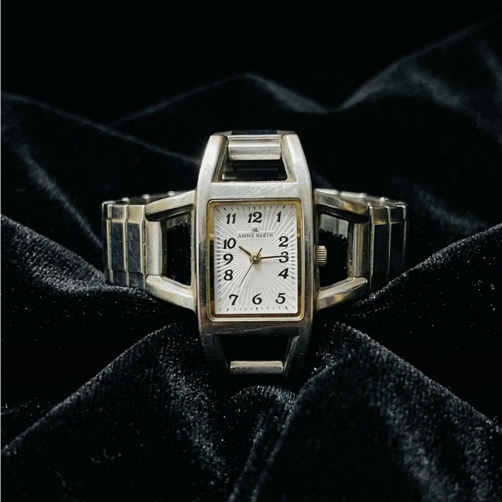 Anne Klein silver-tone rectangular case ladies qu… - image 3